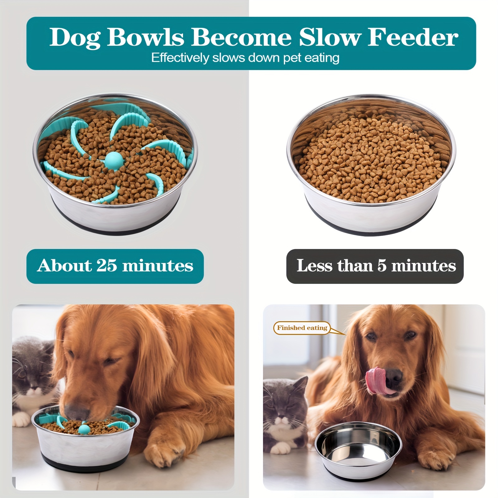 Slow Feeder Dog Bowls Insert,Cuttable Dog Slow Feeder with 36 Suction  Cups,Cuttable Slow Feeder Insert for Suitable Most Dog Bowl or Dog Dish
