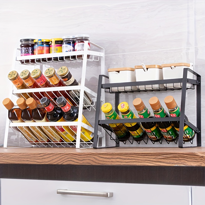 1pc White Modern Simple Pp Material Kitchen Seasoning Storage Rack With  Large Capacity And Rotatable Design, For Spice Jars And Tabletop Fruit  Tray, Multifunctional