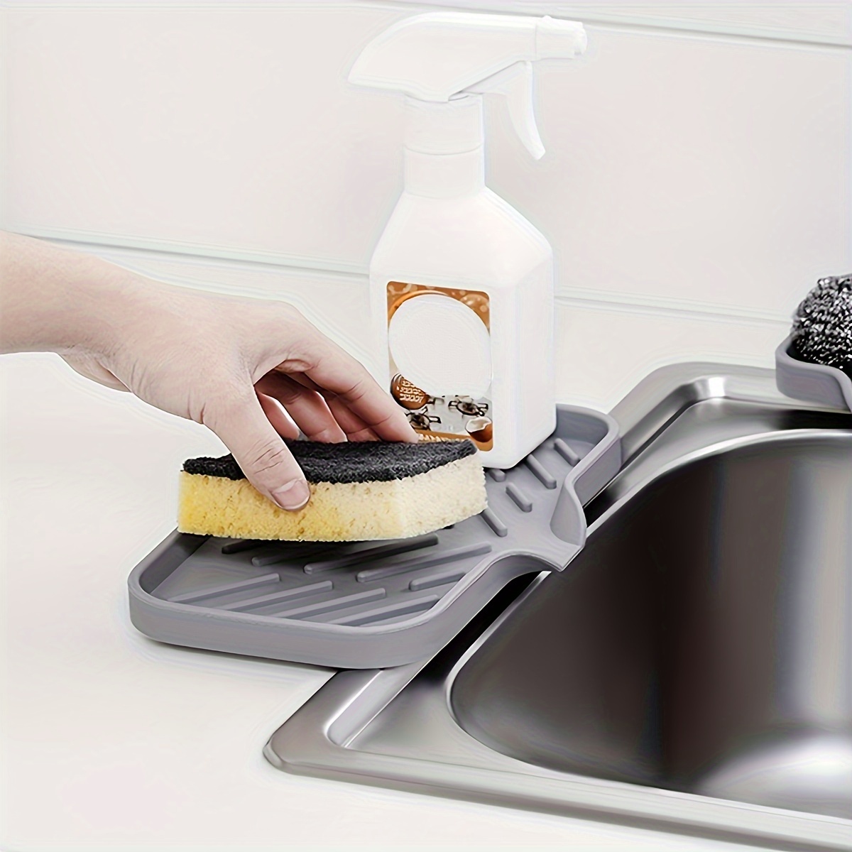 Easy clean Silicone Kitchen Soap Tray With Sponge And - Temu