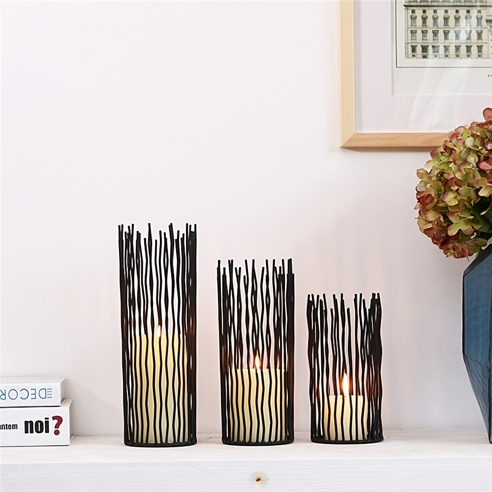 Buy Atte Black Candle Holders Set Of 3 - Etal Candle Holders For