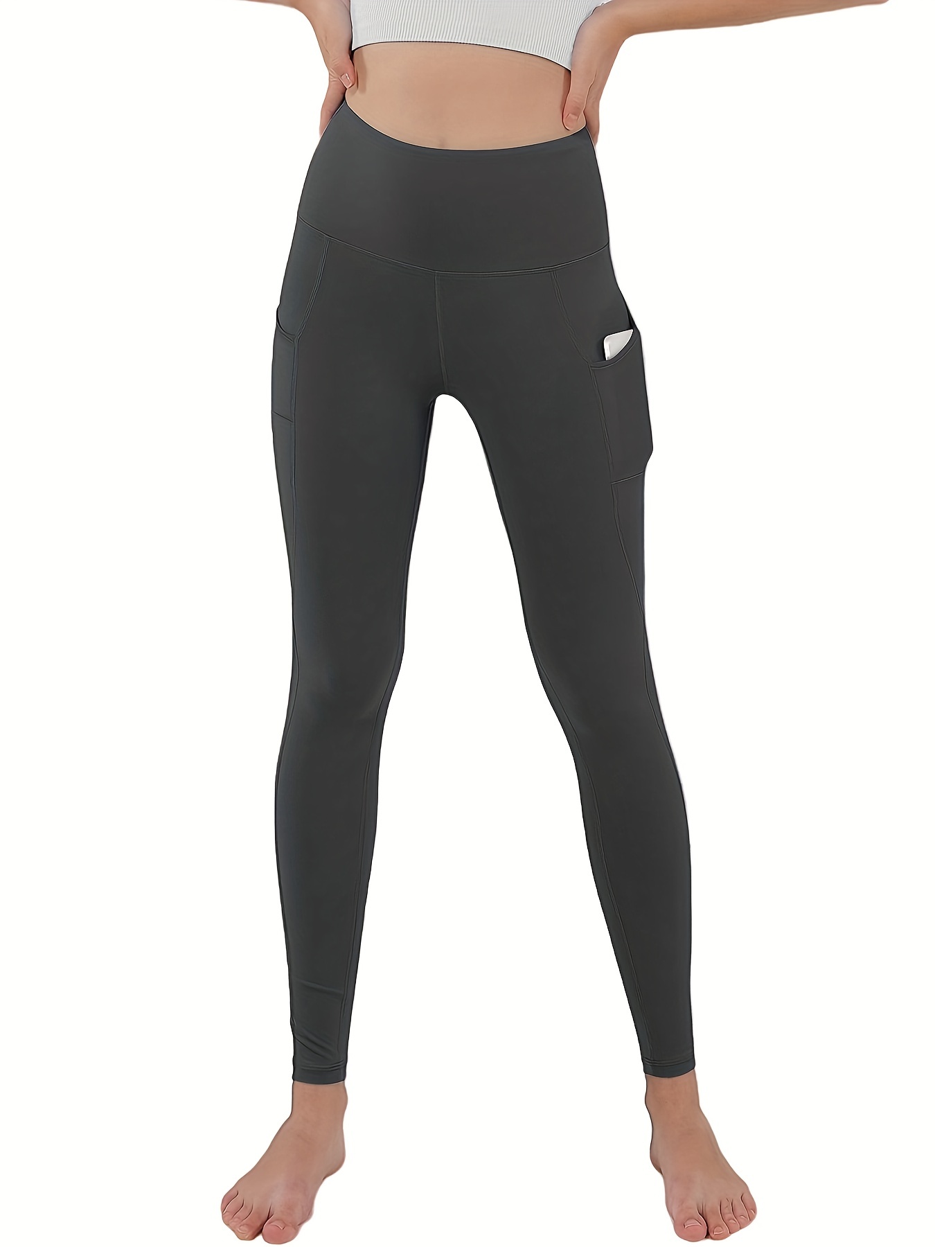 HDE Yoga Pants with Pockets for Women High Waisted Tummy Control Leggings  (Black, M) price in UAE,  UAE