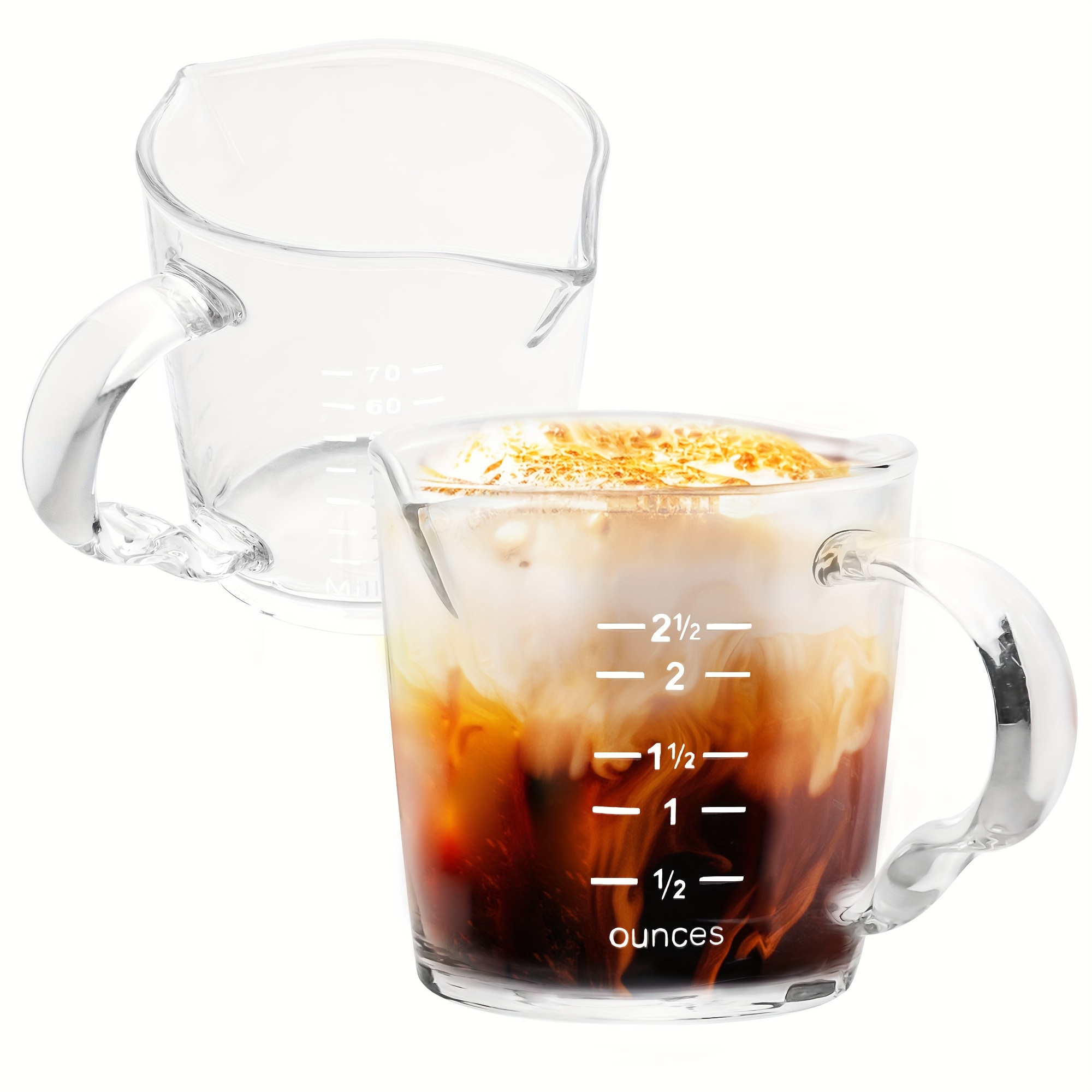 2pcs glass coffee mugs Shot Measuring Cup Measuring Glass Drinking Cup