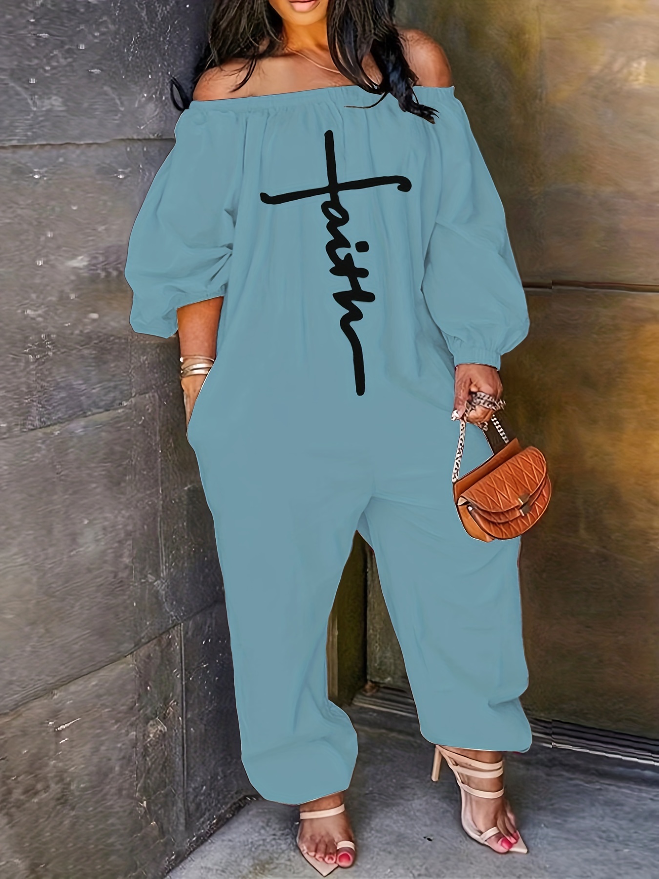 Off Shoulder Jumpsuit Long Sleeve Stretchy Summer Women's Clothing