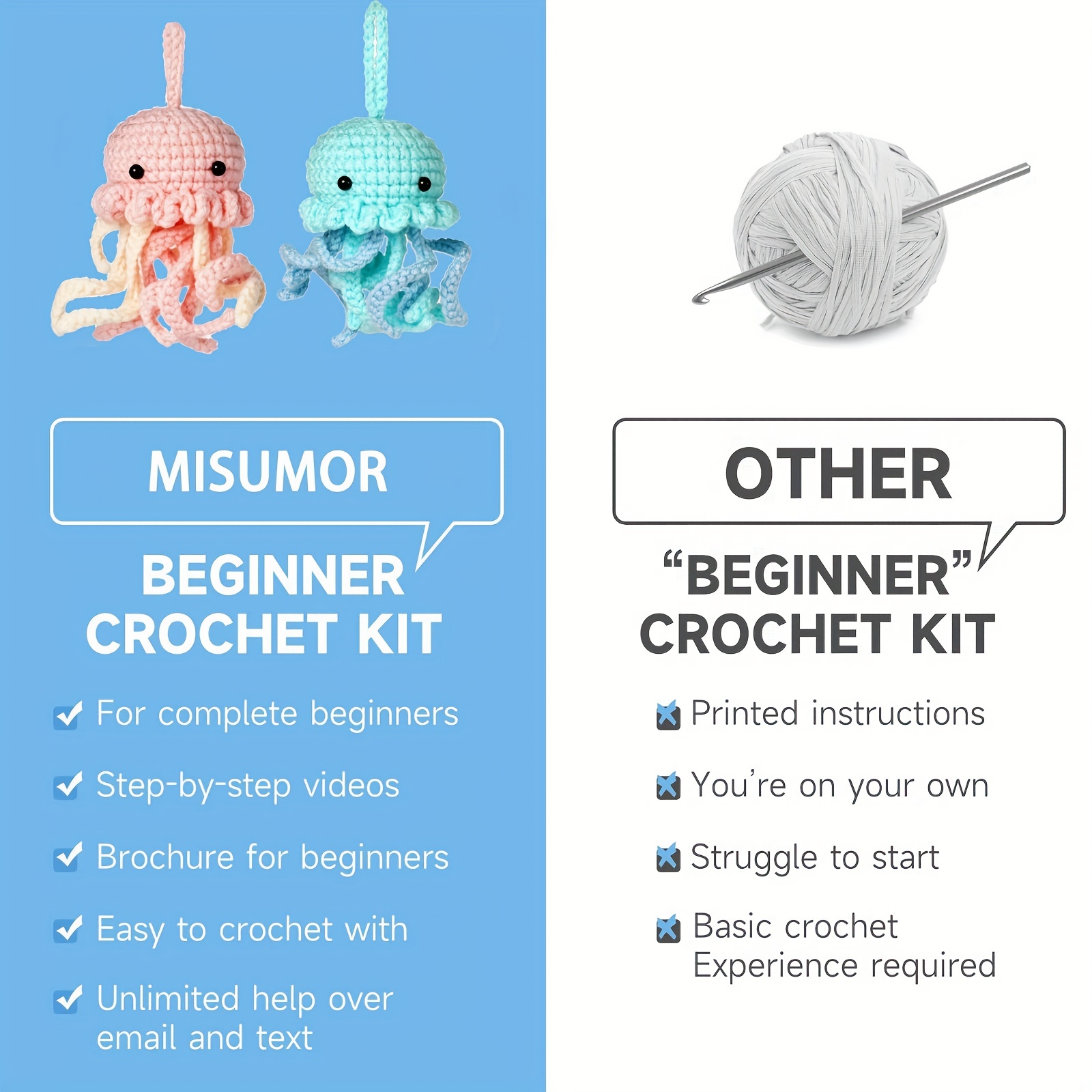 Learn To Crochet Kit Easy Crochet Kit For Beginners - Temu