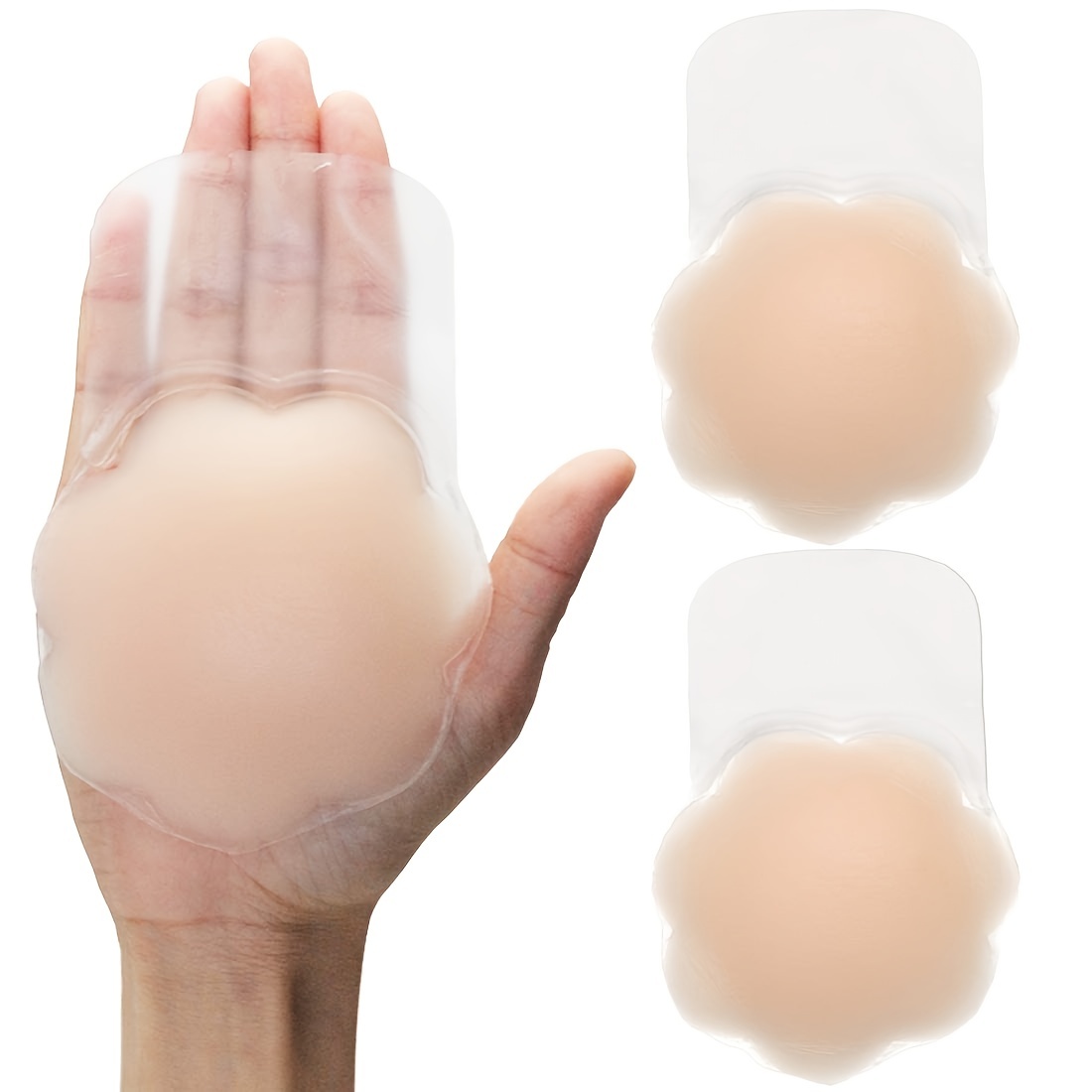 Lingerie Solutions Women's Adhesive Concealers Silicone Breast Petals Nude Nipple  Covers One Size 