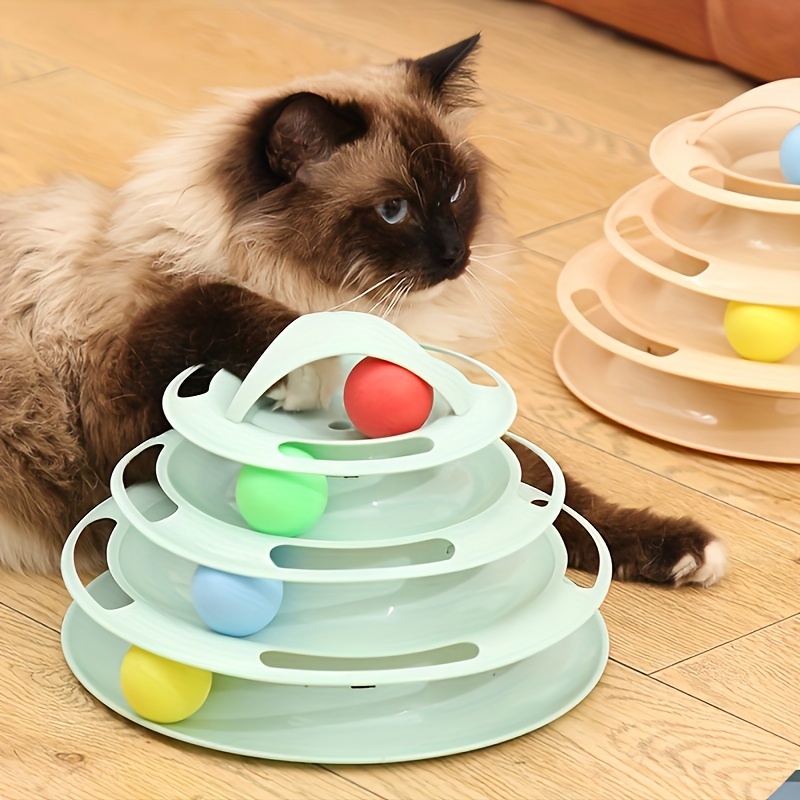 

Cat 3 Layer Turntable Toy, Educational Play Track Tower Cat Teaser Toy For Indoor Cat Interactive Supply