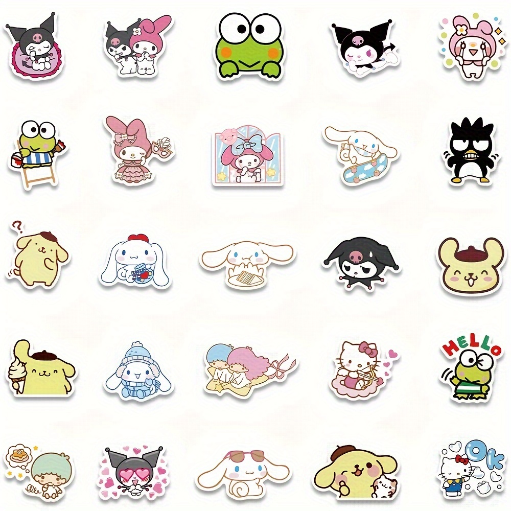 56pcs Cute Sanrio Stickers, Kuromi Cinnamoroll Melody Hello Kitty Stickers,  For Water Bottle Car Cup Computer Guitar Skateboard Luggage Bike Journal S