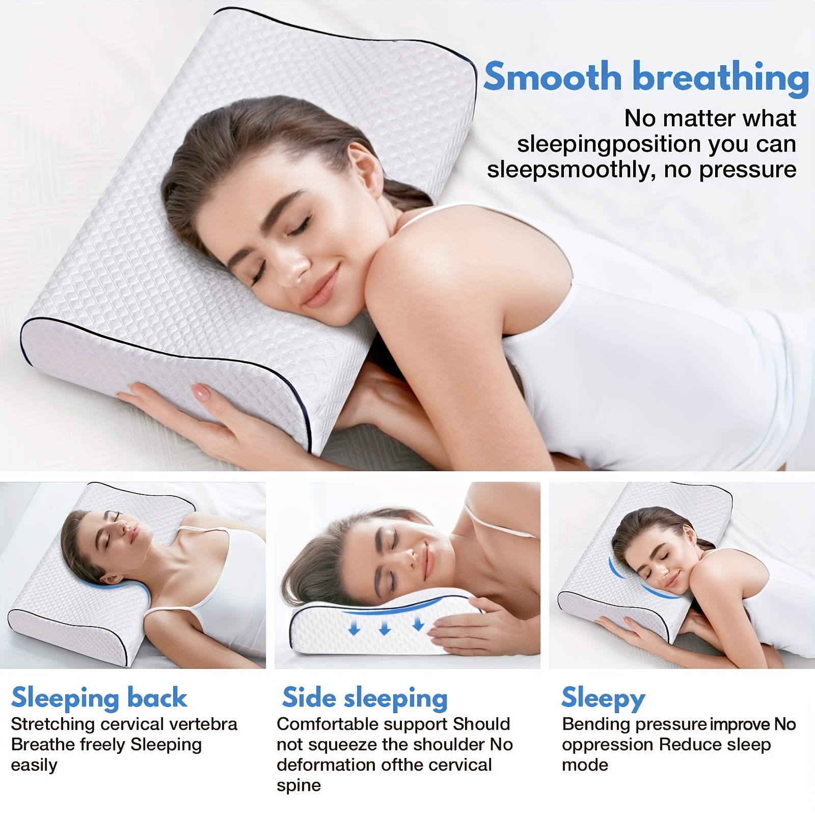 Wavy Memory Foam Sleeping Pillow Slow Rebound Orthopedic Pillow