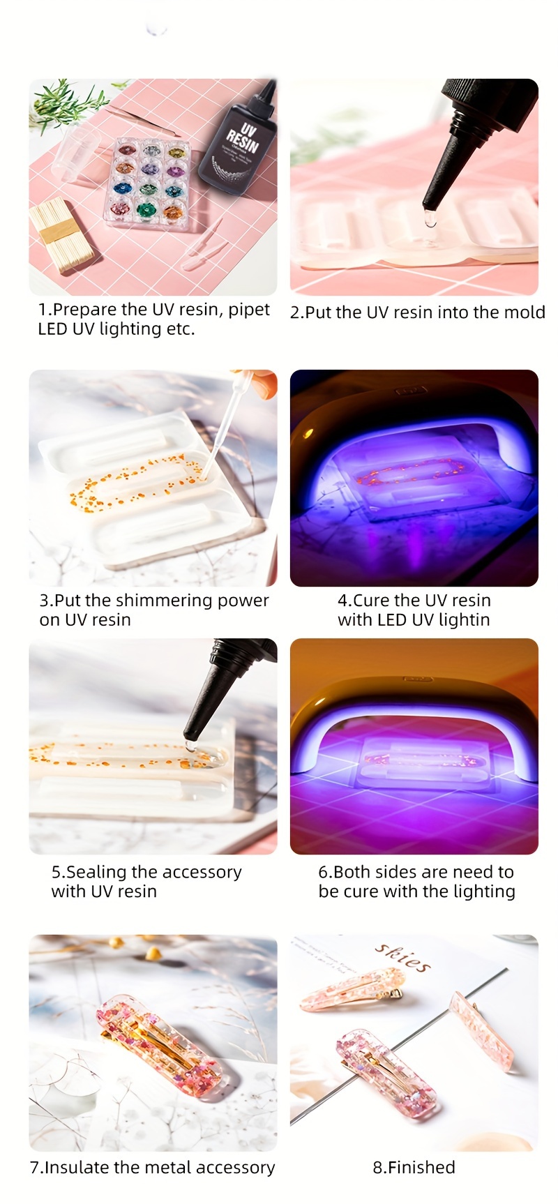 100g Resina Adesiva Uv Aggiornata, Kit Di Resina Epossidica Cristallina Trasparente  Per La Creazione Di Gioielli, Attivata E Indurita Dalla Luce Solare, A  Basso Odore, Adatto Per Decorazioni E Bricolage