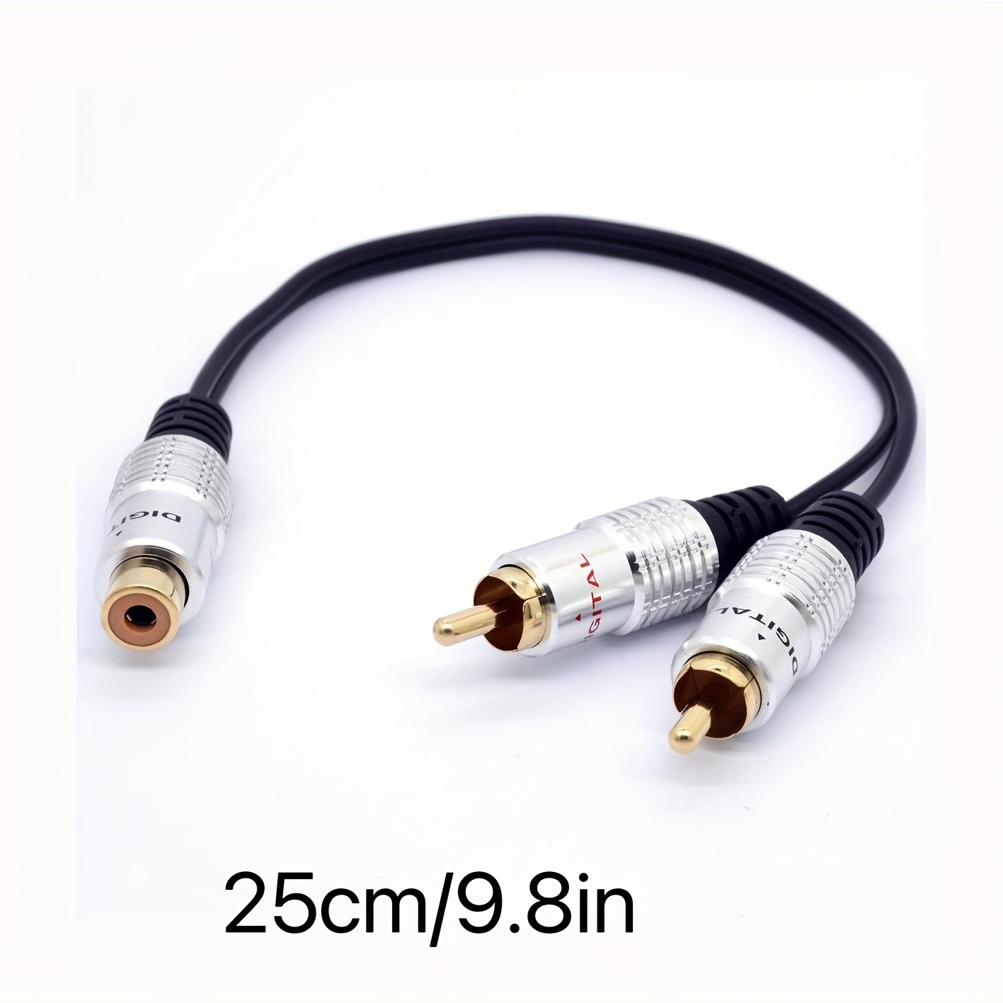 8 Inch Gold-Plated RCA Female to Dual RCA Male Y Splitter Cable Adapter for  Subwoofer