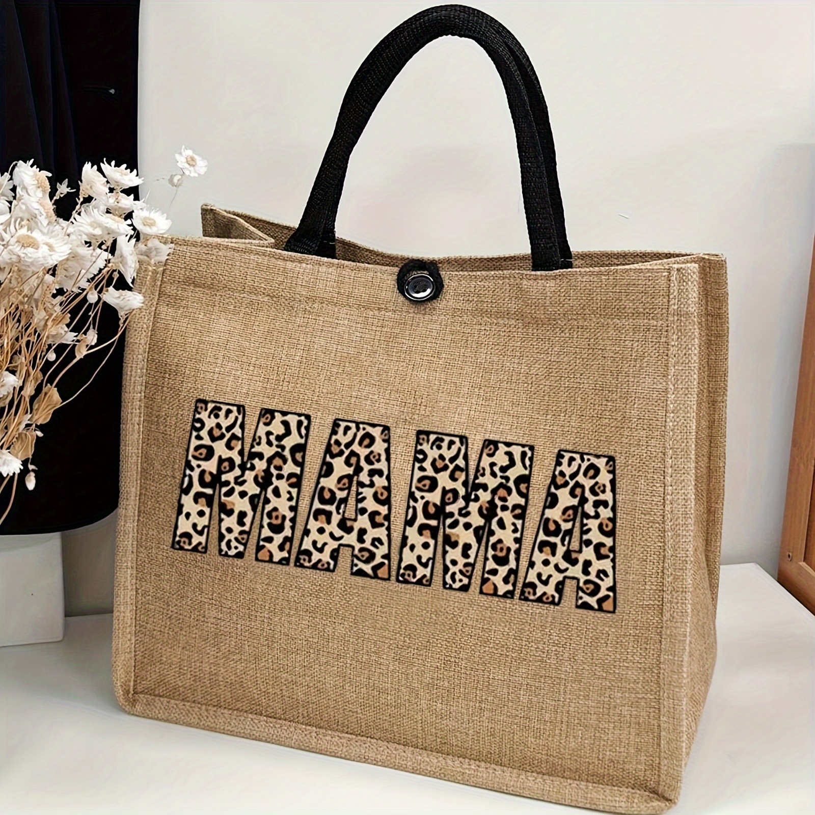 

Fashion Mama Print Tote Bag, Large Capacity Gift Bag, Women's Casual Handbag For Work School Shopping