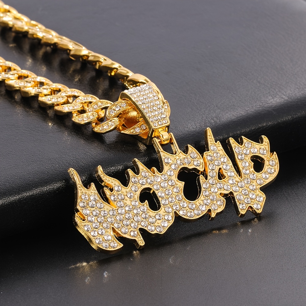 1pc Flame No Cap Letter Necklace Golden Silver Two-color 46cm50cm Street  Personality Pendant