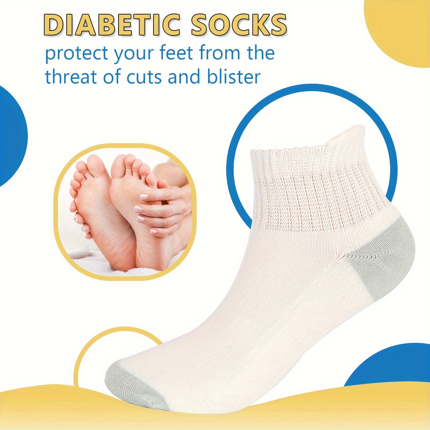Calcetines para diabéticos para mujeres y hombres, 6 pares de calcetines de  bambú para diabéticos, calcetines anchos con puntera sin costuras (M