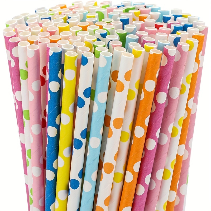 Biodegradable Paper Straws,Drinking Straws Disposable Degradable Kraft  Paper Straw Cool Summer Fruit Pattern Paper Straw for Party Supplies,  Birthday