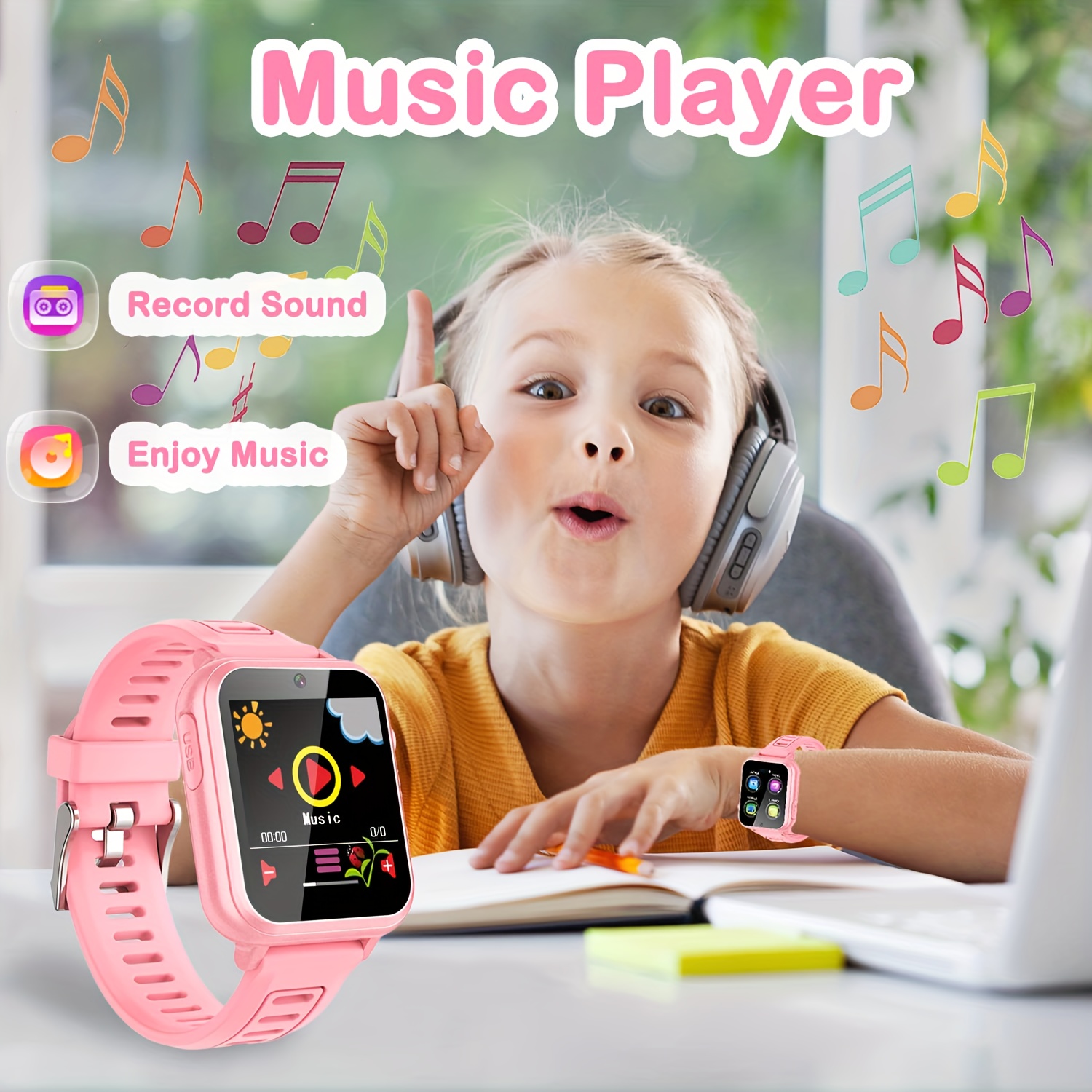 Reloj inteligente para niños, regalos para niñas, reloj de pantalla táctil  para niños con cámara, música, podómetro, relojes para niños, regalos de