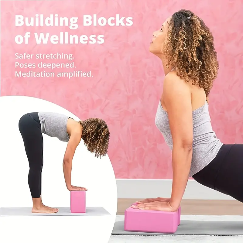  Bloques de yoga de 9 x 6 x 3 pulgadas, paquete de 4 bloques de  espuma de ladrillos de yoga de alta densidad para mejorar la fuerza,  flexibilidad y equilibrio, peso
