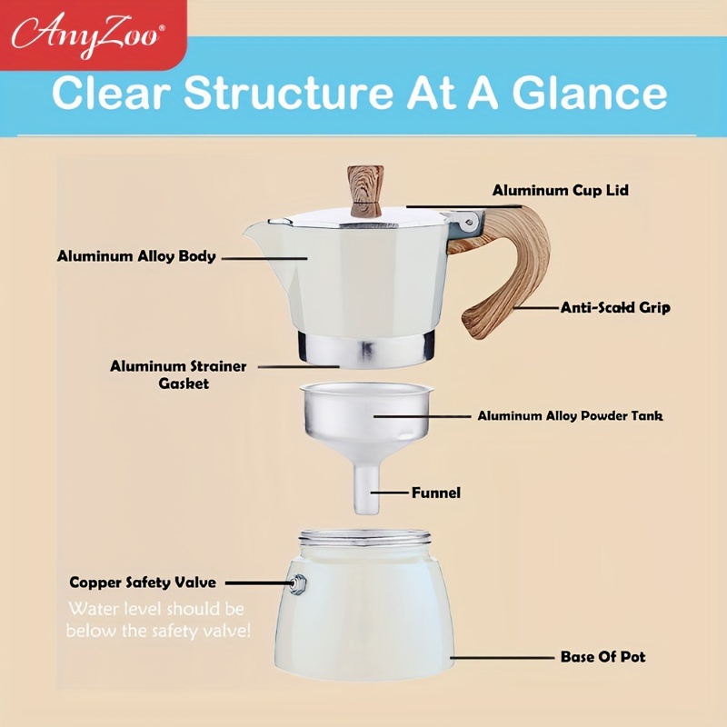 1pc Premium Transparent Moka Pot - 4/6 Cup Stovetop Espresso Maker for  Cuban Coffee and Italian Espresso - Easy to Use and Clean