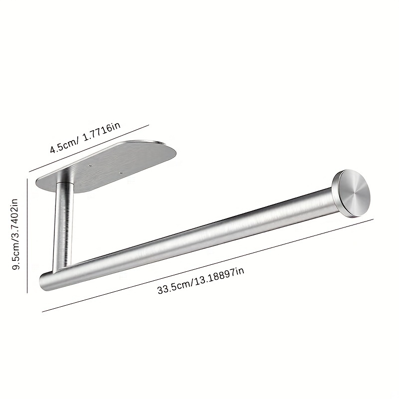 1pc 33.5cm Stainless Steel Paper Towel Holder, Roll Holder, Cling Film  Holder, Towel Hanger, Punch-free & Self-adhesive Installation, Suitable For  Kitchen/bathroom/under Cabinet/inside Cabinet Door