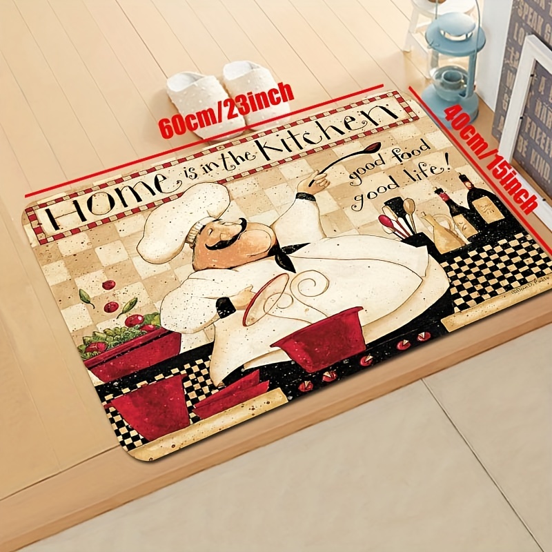 Cartoon Chef Print Kitchen Rugs Soft Comfortable Mat - Temu