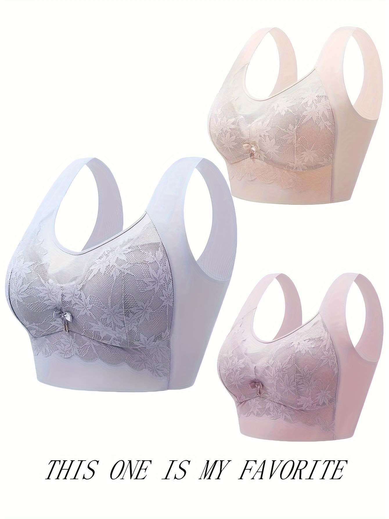 Contrast Lace Wireless Bras Comfy Breathable Full Coverage - Temu Canada