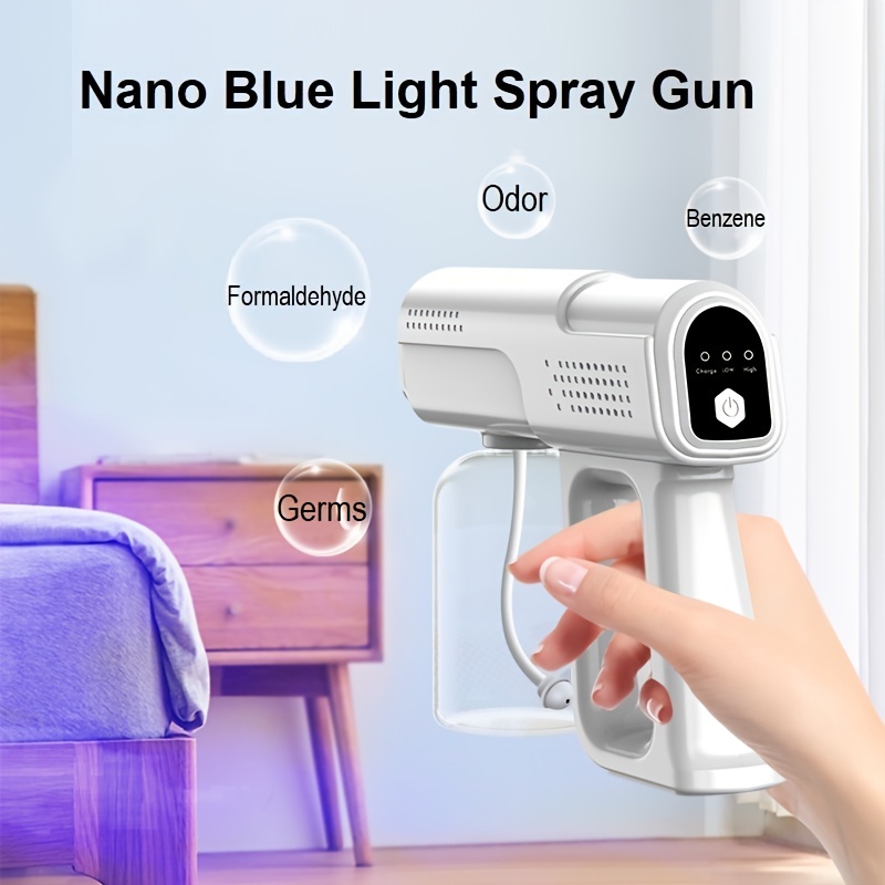 Atomizer Sprayer Cordless ULV Electrostatic Spray Gun Handheld Rechargeable Electric Spray Nano Steam Gun with Blue Light