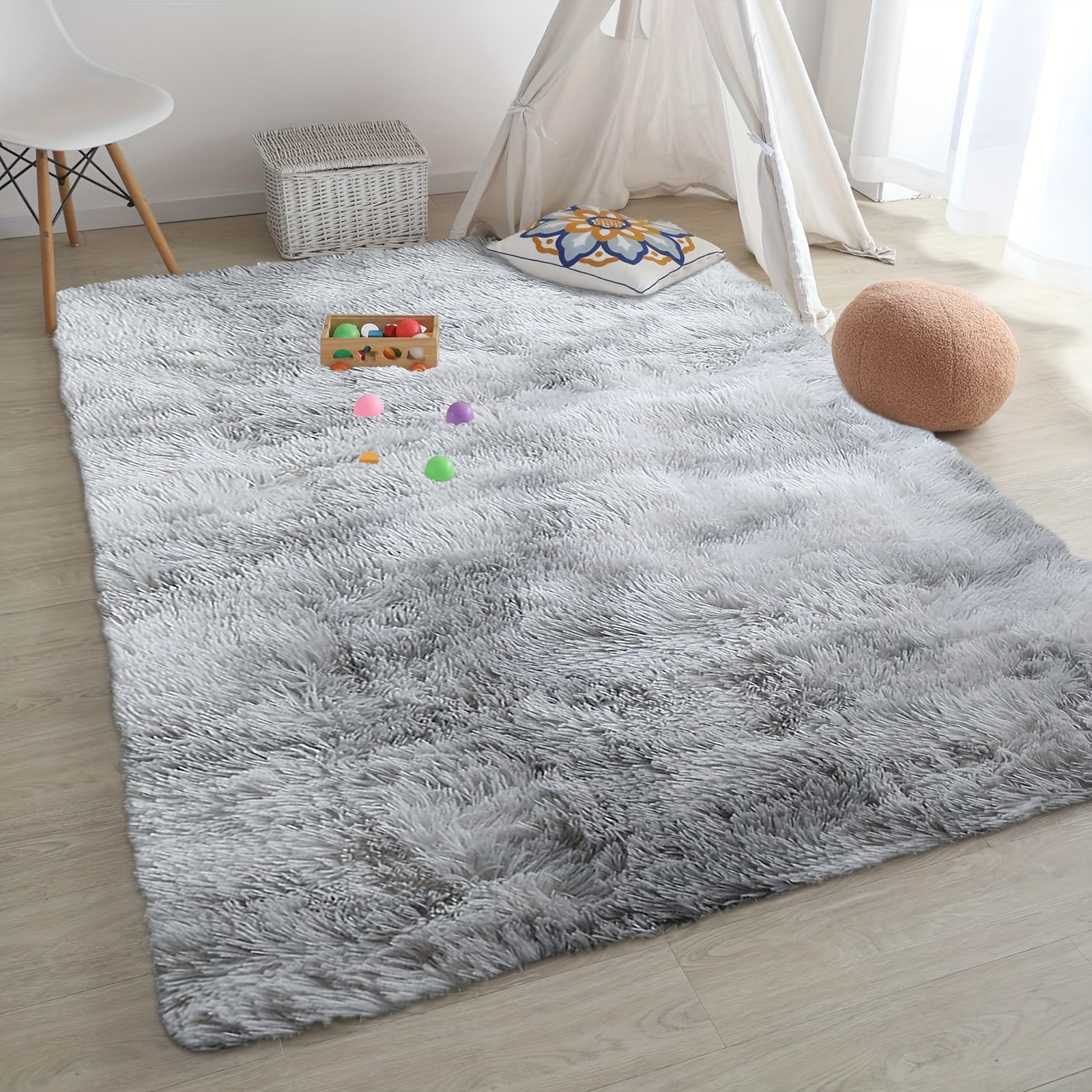 

1pc Luxury Shag Area Rug, Modern Rectangle Plush Fuzzy Rugs, Machine Washable, Non-shedding Bedroom Bedside Rugs, Non-slip Shaggy Furry Carpets For Living Room Bedroom, Home Decor, Room Decor