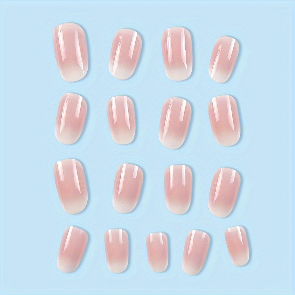 24pcs white and pinkish gradient press on nails short oval fake nails gentle false nails for women girls details 2