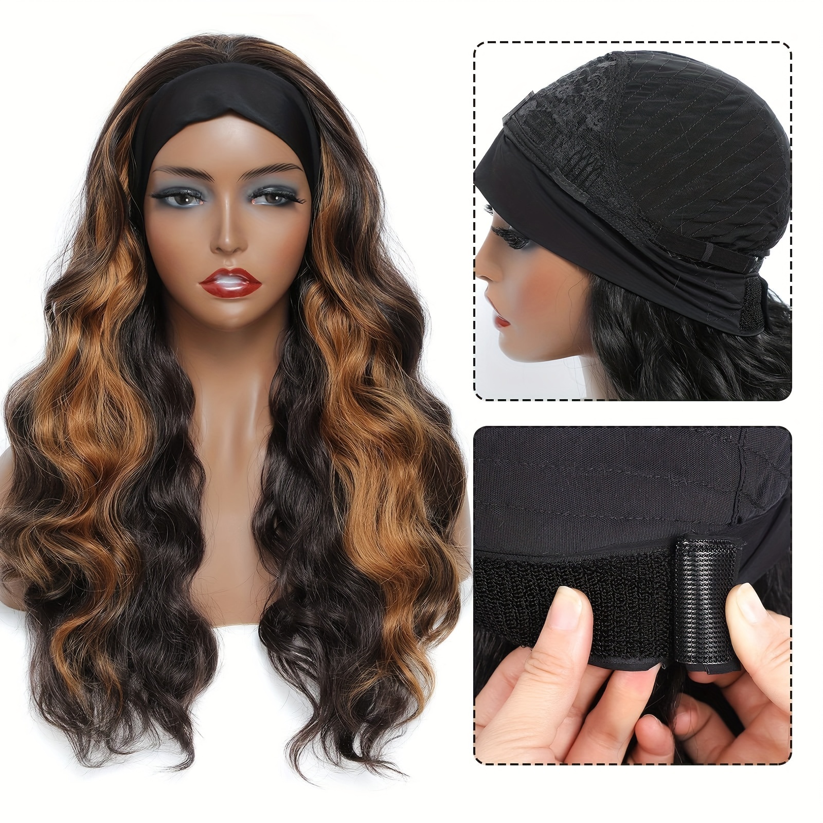 Headband Wigs Loose Wave Hair Wig Headband Attached Temu Canada