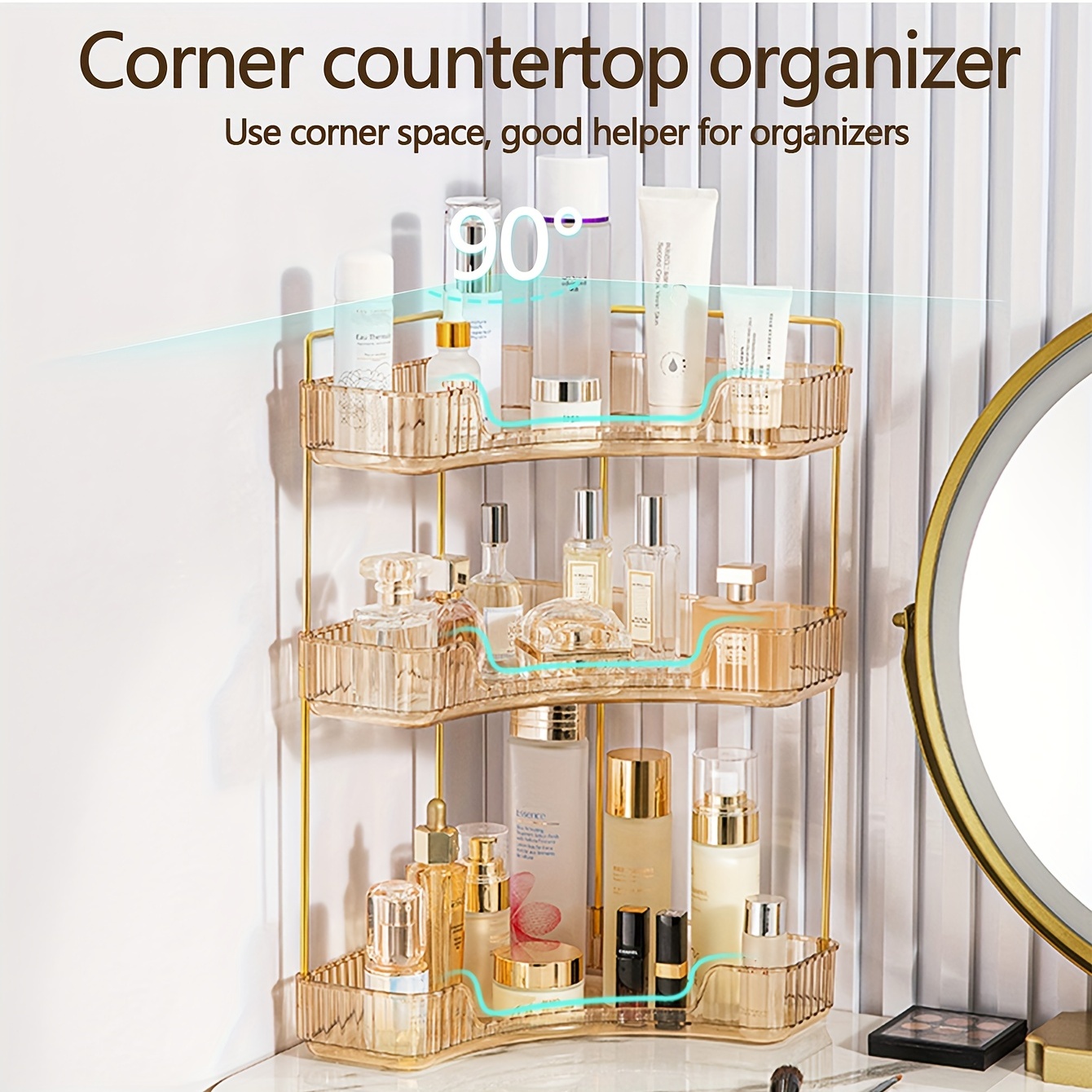 Dorhors 2-Tier Corner Bathroom Counter Organizer,Vanity Organizer