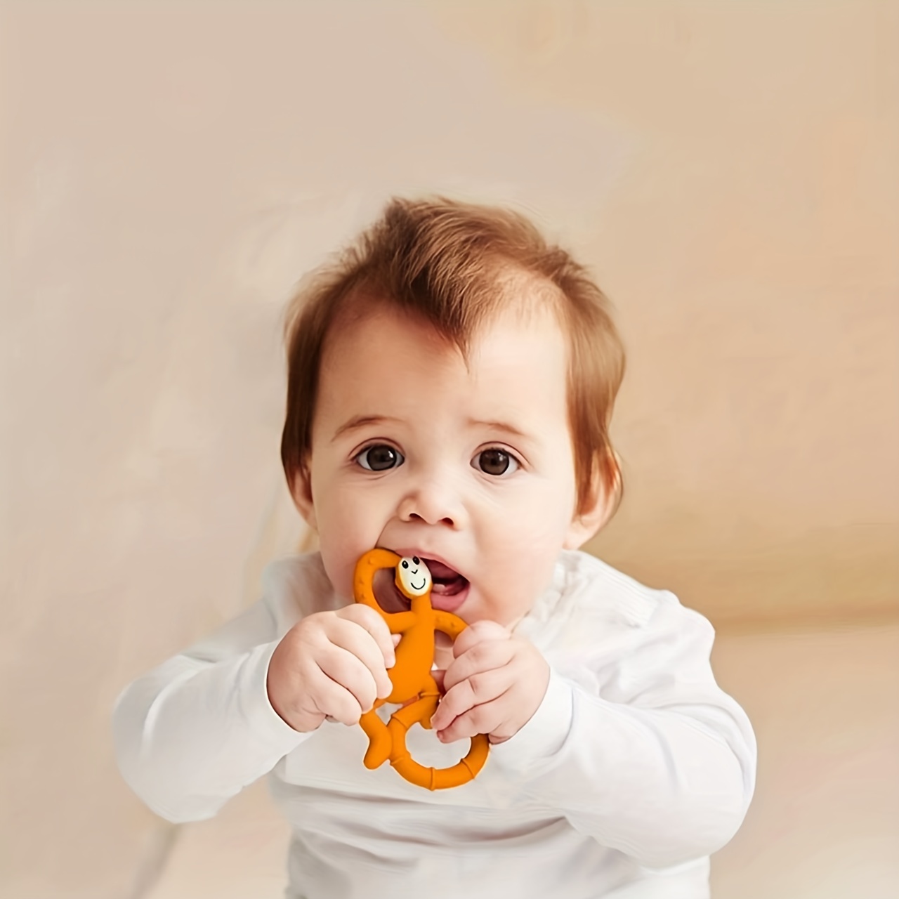Paquet de 2 gants de dentition en silicone de qualité alimentaire, mitaine  de dentition pour bébés, jouets de dentition pour bébé… (Orange)