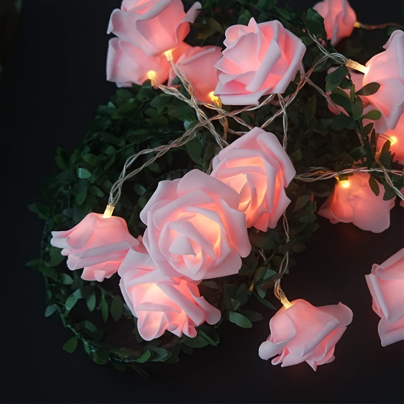Guirlande lumineuse rose rouge 20 LED fonctionnant à piles pour mariage,  Saint-Valentin, fête onirique, chambre de fille