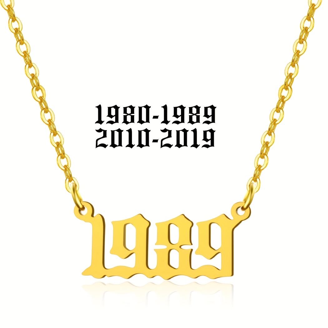 Stylish 1980-2019 Birth Year Number Charm Pendant Stainless Steel
