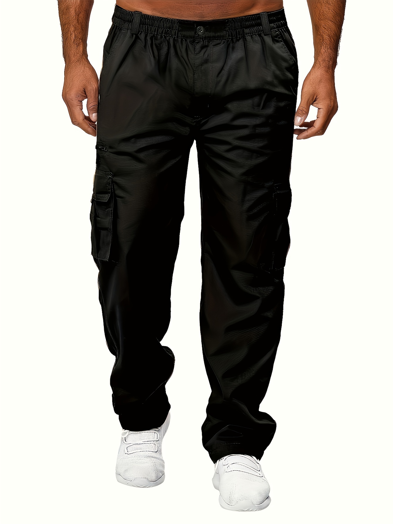 black cargo pants for men men fashion sports casual pants elastic