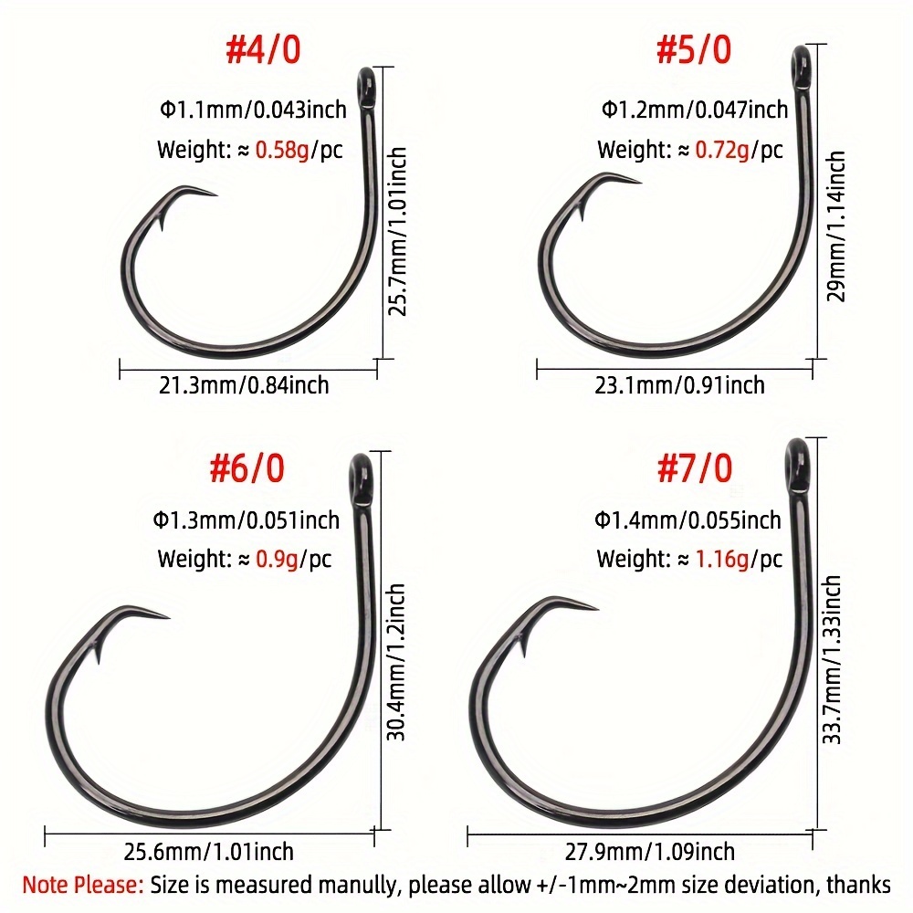 Multi Size High Carbon Steel Circle Hook Saltwater Barbed - Temu New Zealand