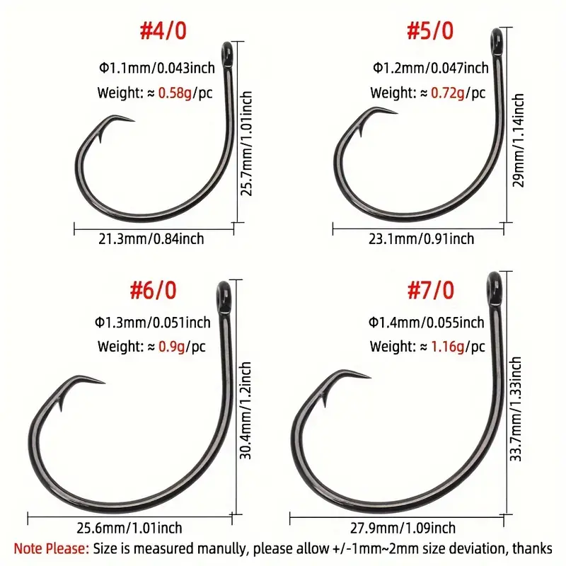 Multi Size High Carbon Steel Circle Hook Saltwater Barbed - Temu Canada