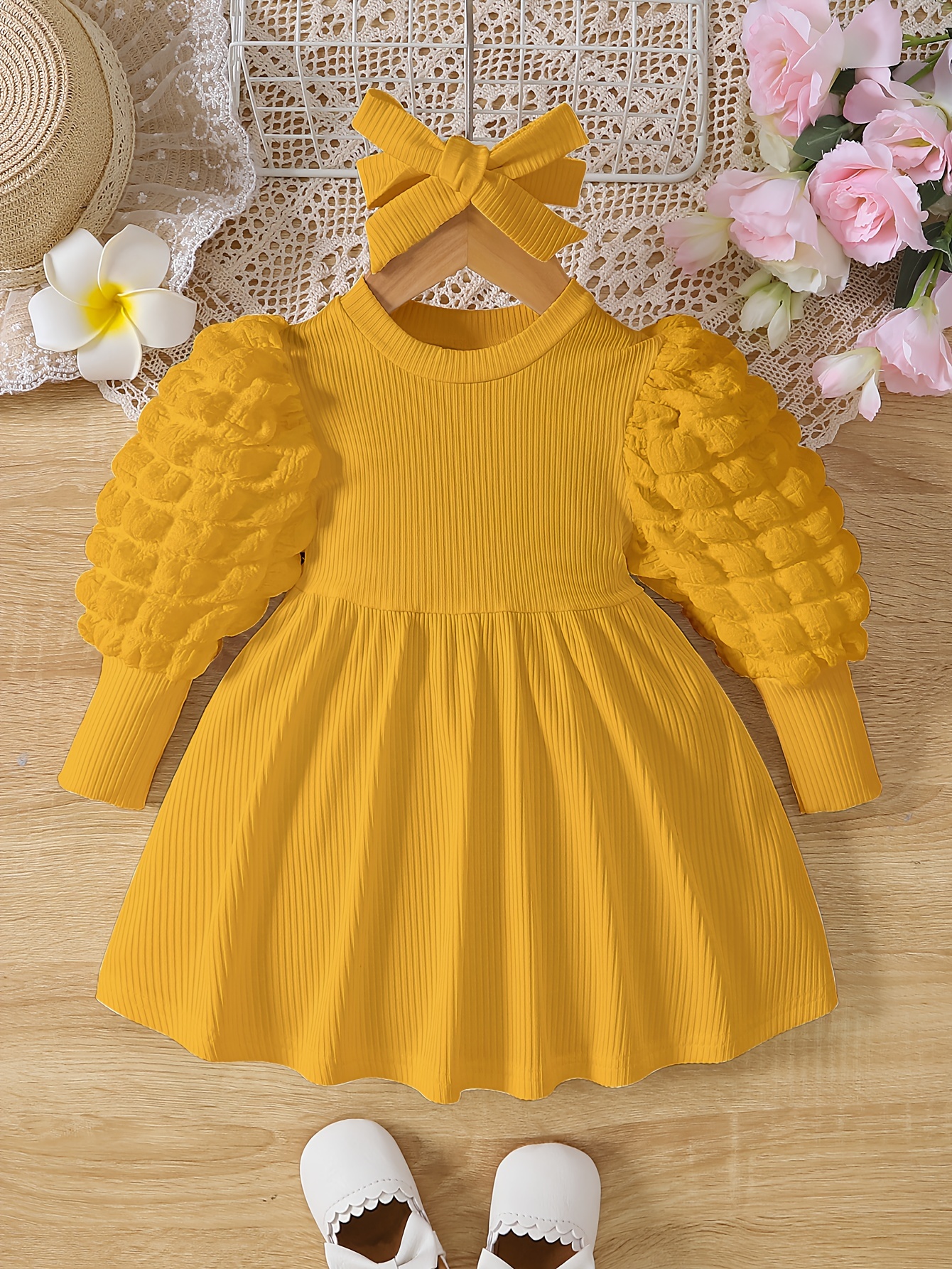 Toddler Baby Girls Cute Dress Bubble Sleeve Pleated Dresses Kids ...
