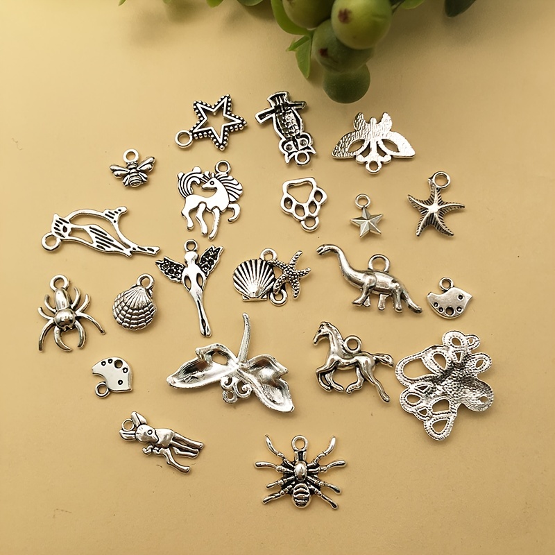 Zinc Alloy Charms Creative Shaped Antique Silver Color - Temu