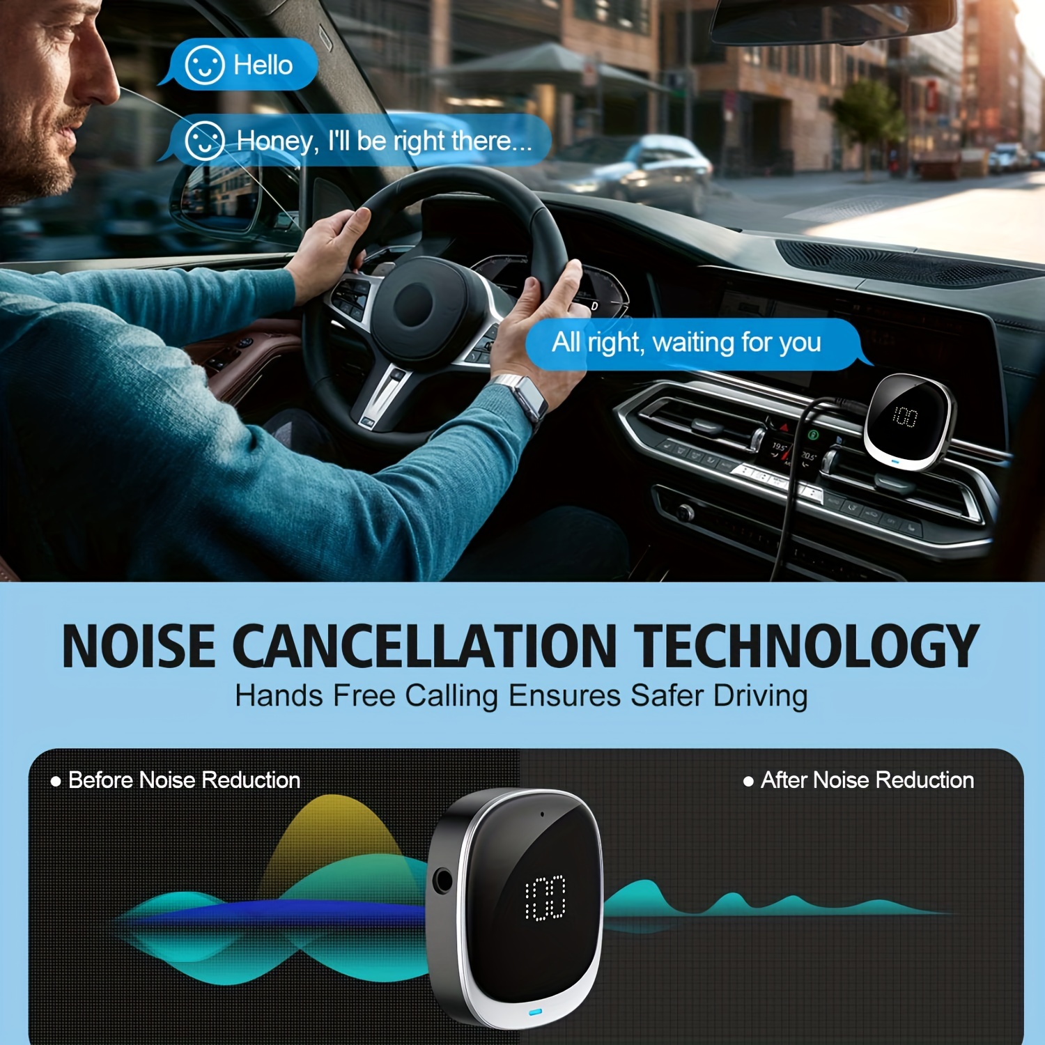 Bluetooth 5.0 Receiver for Car, Noise Cancelling Bluetooth AUX