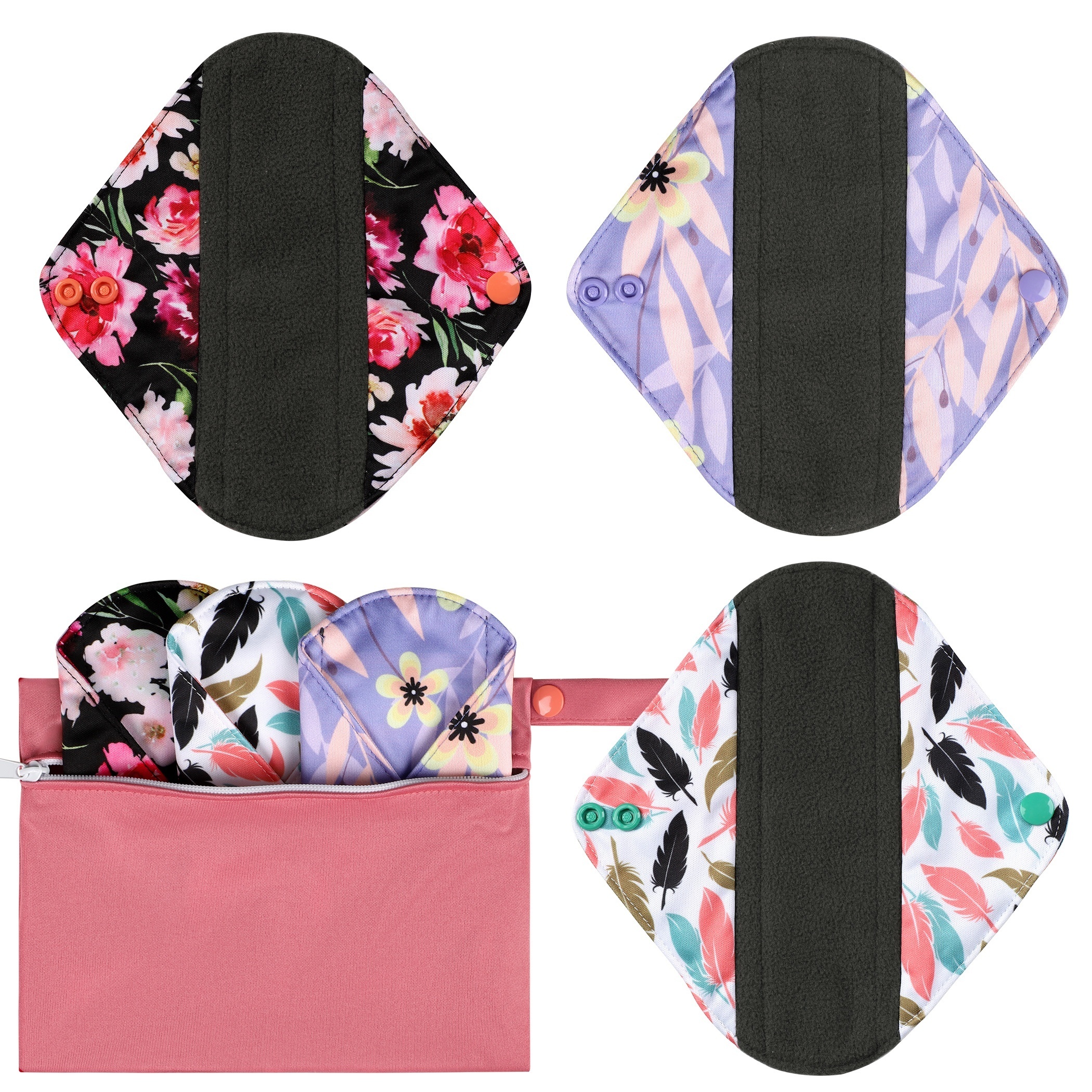 Reusable Charcoal Bamboo Menstrual Pads: Soft Washable - Temu Canada