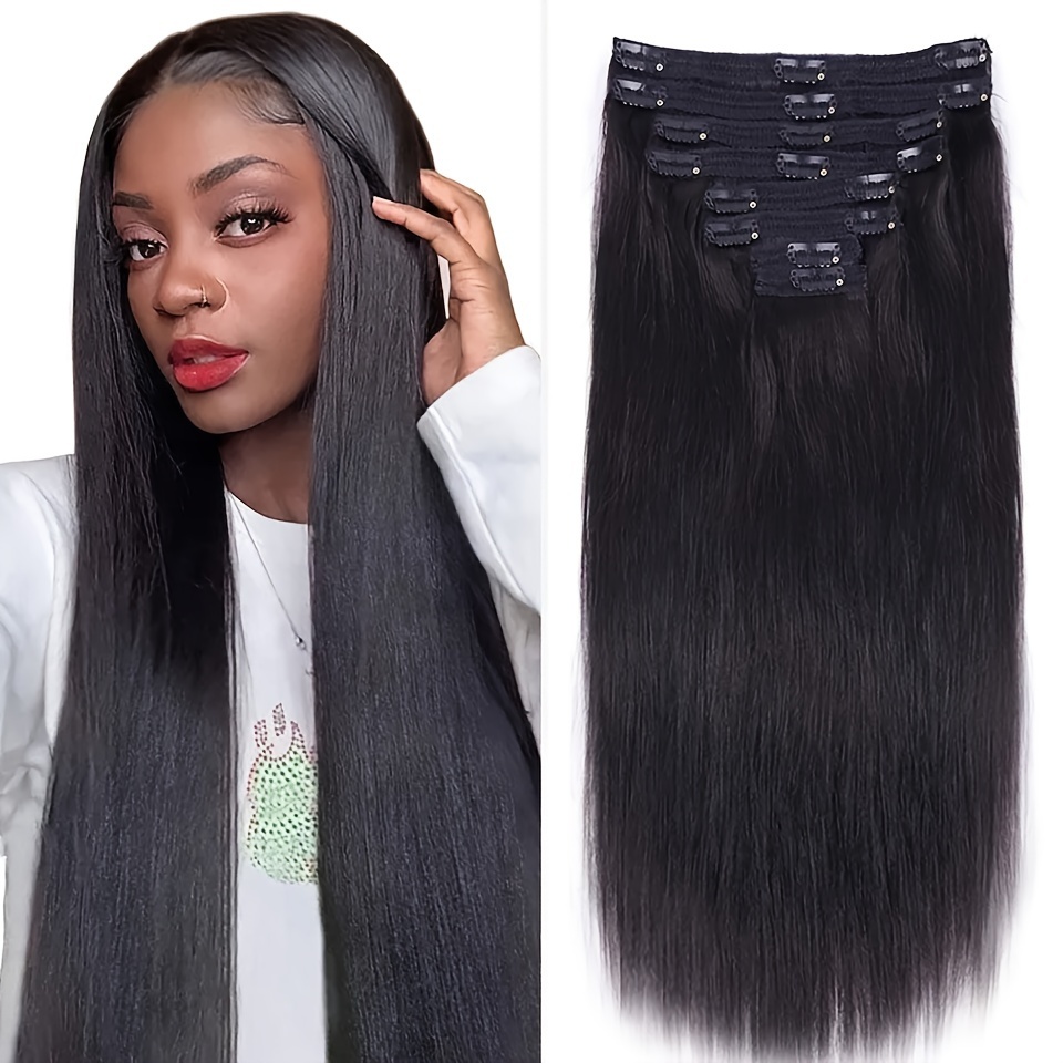 Straight Clip In Real Human Hair Natural Extensions Hair Extension