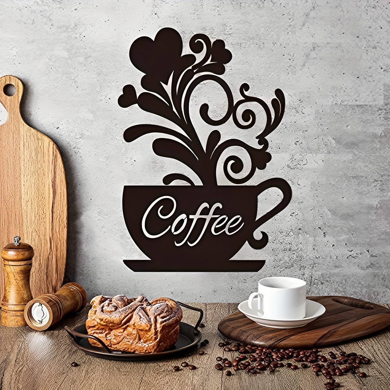 Letrero decorativo de barra de café para cocina, cafetería y granja,  accesorios de madera para cafetería y estación de café, arte de pared  moderno