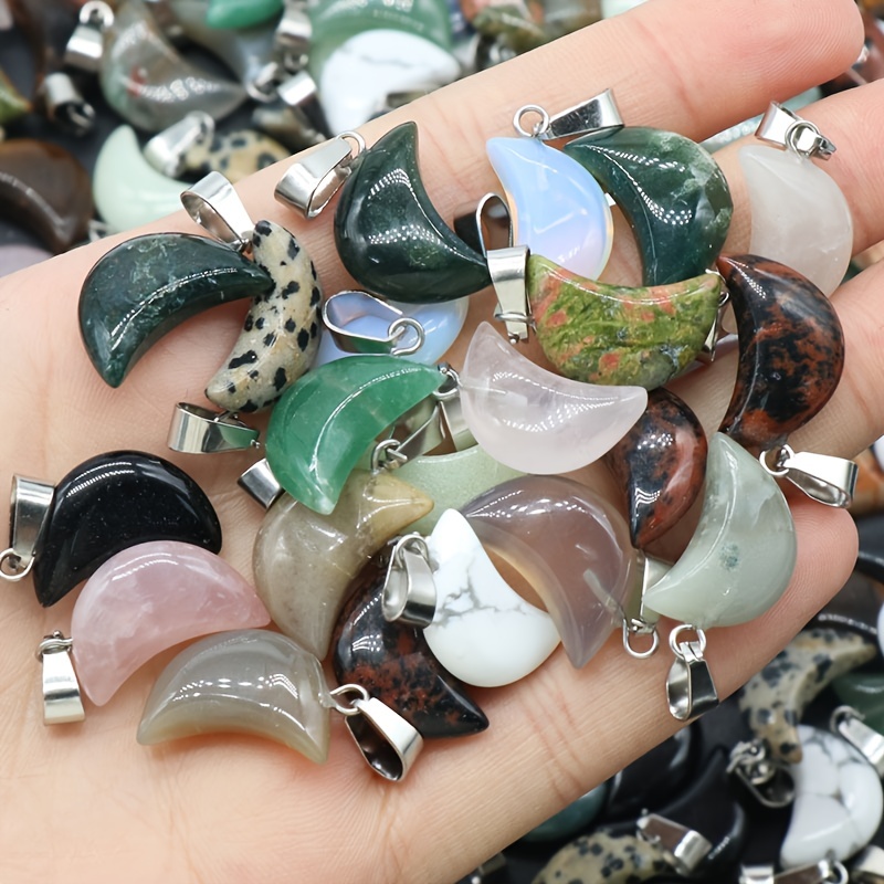 10pcs Natural Crystal Agate Stone Pendants with Different Colors