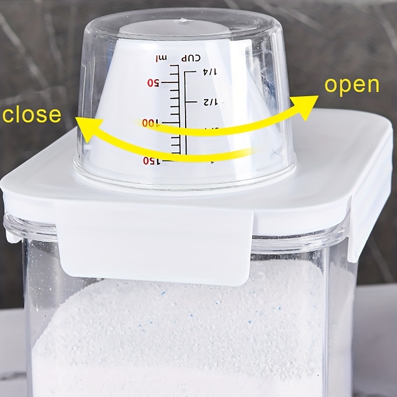 1pc Laundry Detergent Dispenser, Large Capacity Laundry Powder Storage Box  With Measuring Cup Lid, For Home