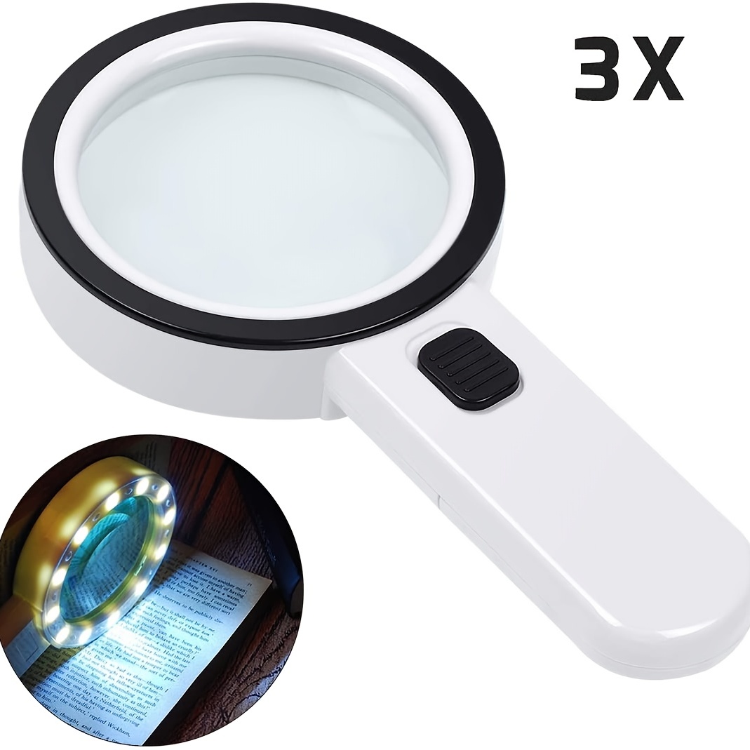 1pc Magnifying Glass With Light, Double Glass Lens Handheld Illuminated