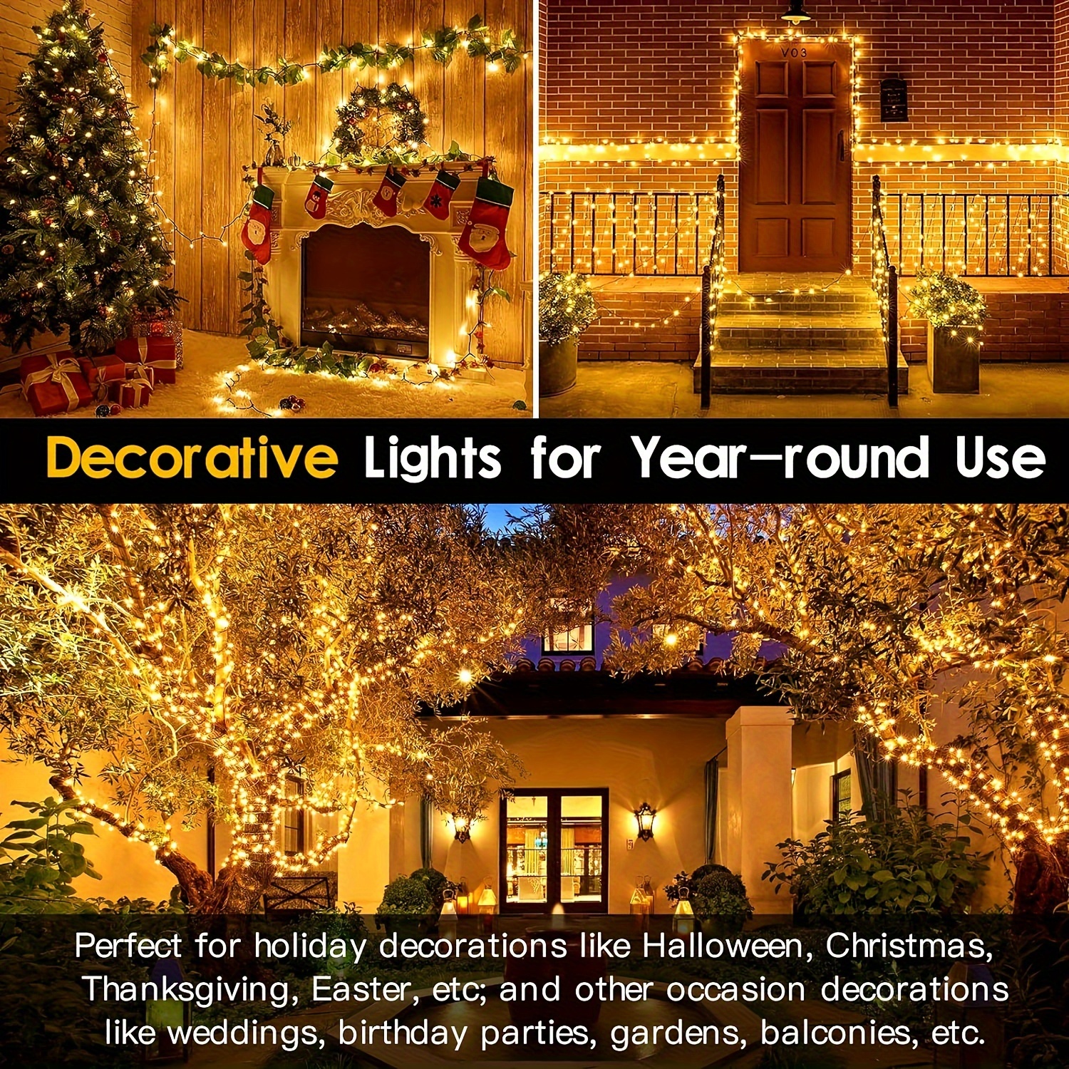 108ft 300LED Christmas Lights Connectable with 8 Modes & Timer