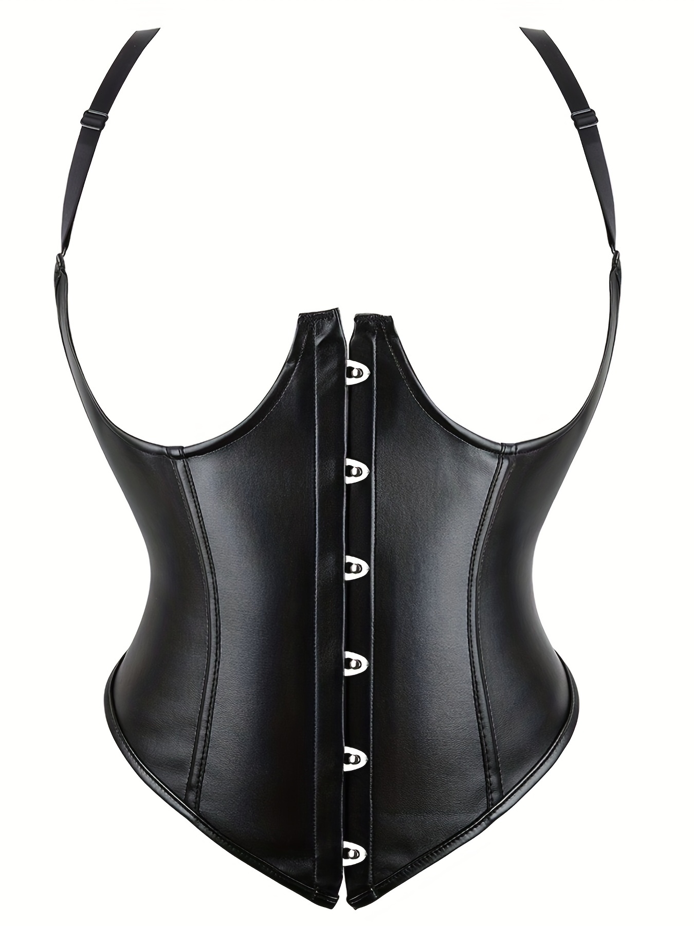 Womens Plus Size Leather Corset Tops Gothic Zip Adjustable Strap