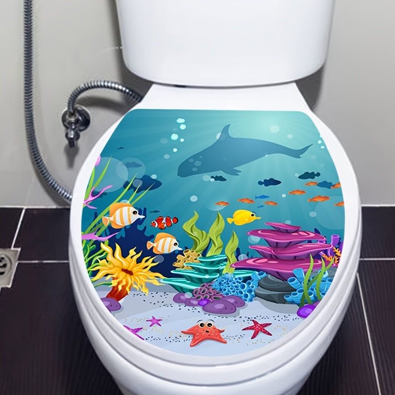 Fantasy Ocean Coral Fish Bathroom Sticker, Toilet Home Decor Wall