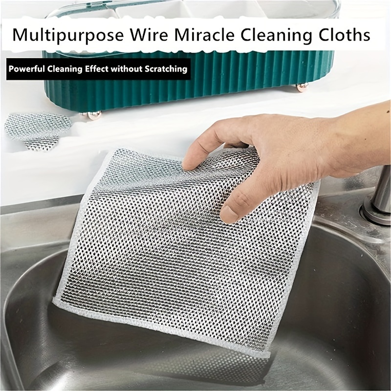 1set, 5pcs Multipurpose Wire Miracle Cleaning Cloths + 2pcs Groove