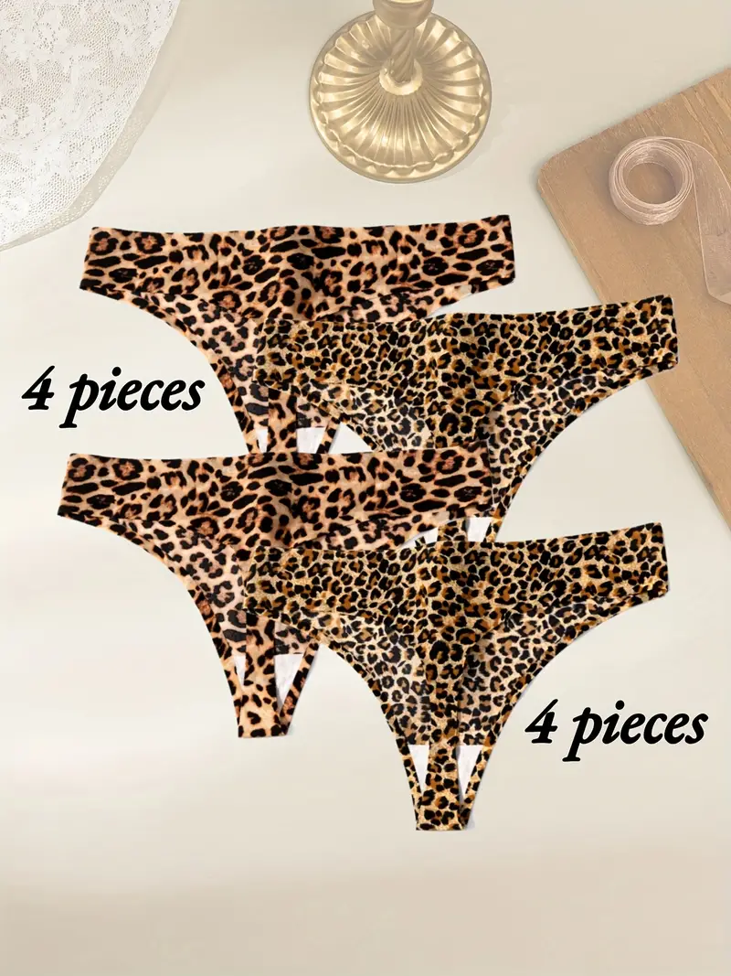 Sexy Thongs Leopard Print Cheeky Comfy Intimates Panties - Temu