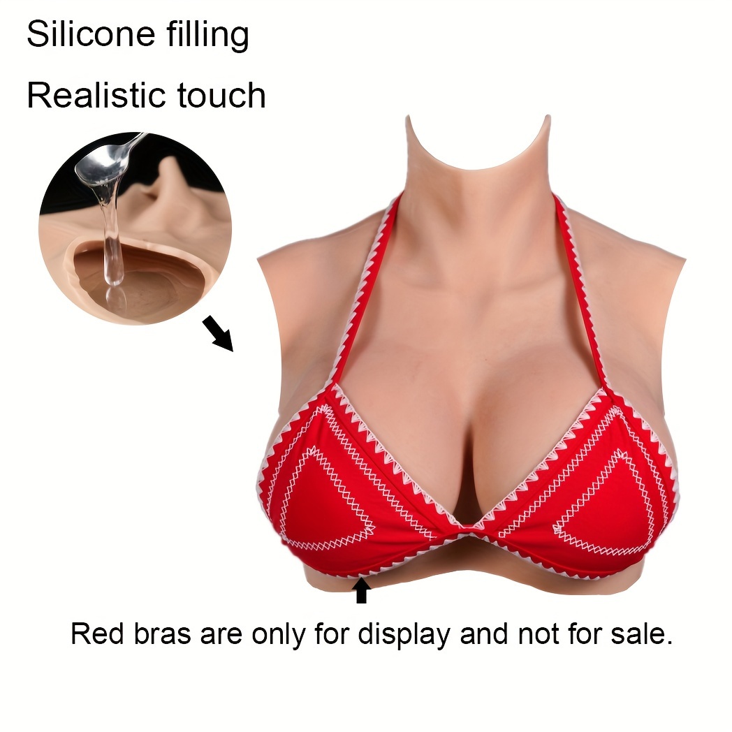 1PC High Collar Solid Silicone Chest Vest C/D/E/G Cup Cosplay Special  Silicone Breast Enlargement Chest Transgender Person Silicone Bra Can Shake  Up a